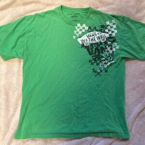2000s Green Vans off the wall tee with checkered...